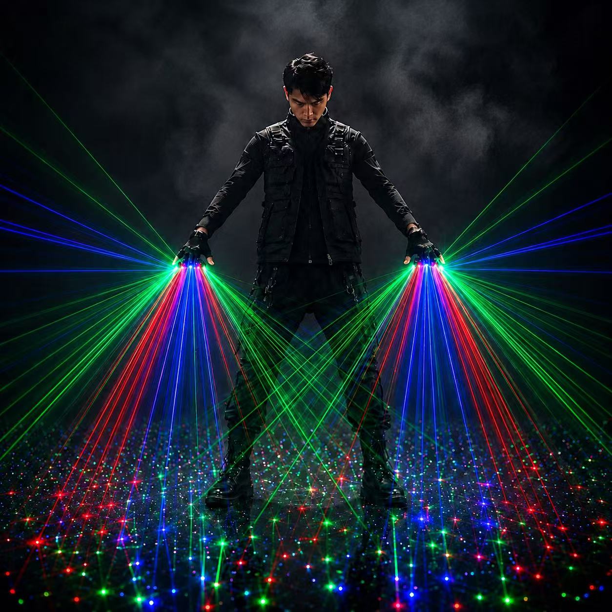 Event Party Dj - Перезаряжаемые лазерные перчатки RGB с красным,